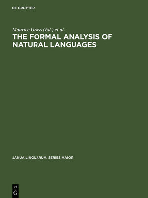 cover image of The Formal Analysis of Natural Languages